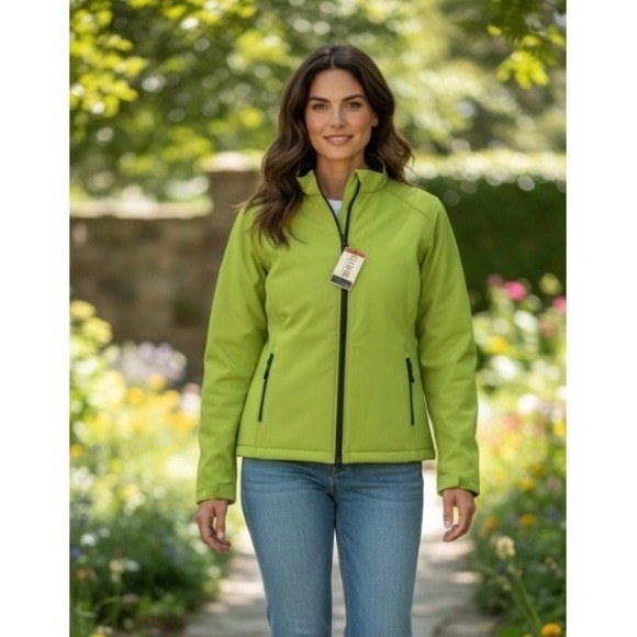 Clique Jackets & Blazers - NWT Clique Softshell Jacket Lime Green Full Zip L Lightweight Outdoor Activewear
